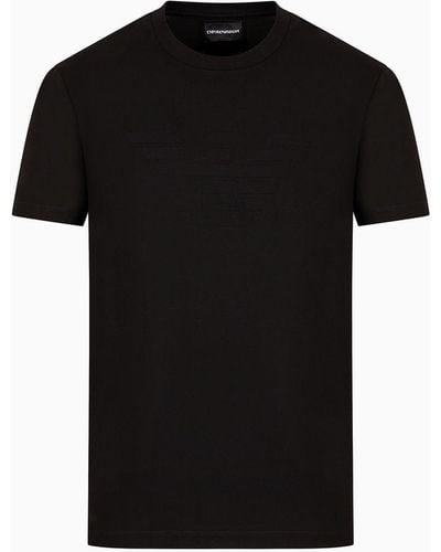 Emporio Armani T-shirt En Jersey Avec Logo Jacquard - Noir