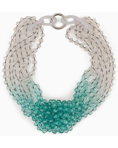 Emporio Armani Gradient Multistrand Necklace With Knot - Blue