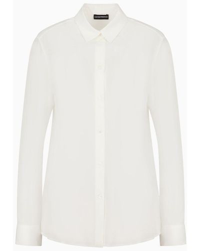 Emporio Armani Camisa De Seda Crepé De China Con Plisado En La Espalda - Blanco