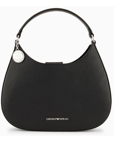 Emporio Armani Asv Micro-grain Recycled Leather Hobo Bag - Black