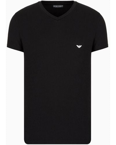 Emporio Armani T-shirt Maillot De Corps Basique Avec Col En V - Noir