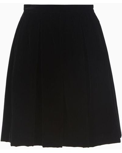 Emporio Armani Liquid Velvet Skirt With Godet Pleats - Black