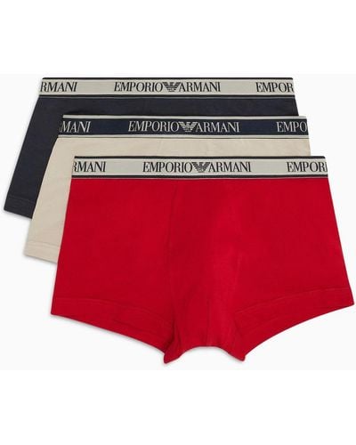 Emporio Armani Lot Composé De 3 boxers Core Logoband - Rouge