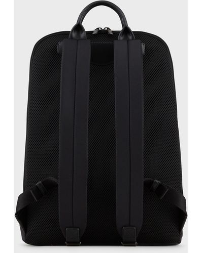 Emporio Armani Nylon Backpack With Eagle Patch - Black