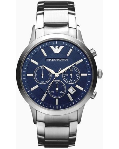 Emporio Armani Men's Chronograph Stainless Steel Watch - Blue
