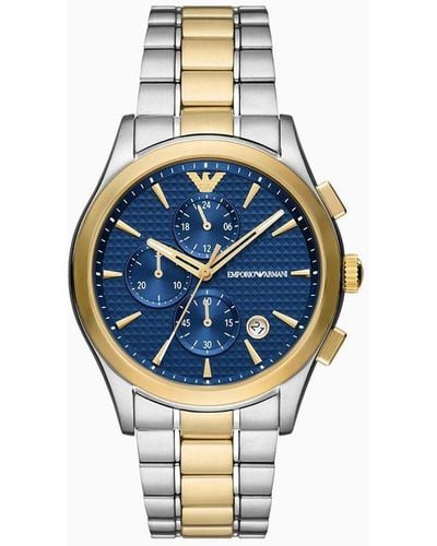 Emporio Armani Chronograph Two-tone Stainless Steel Watch - Blue