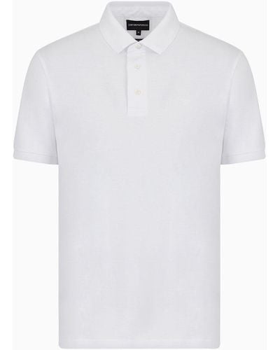 Emporio Armani Poloshirt Aus -jersey-mischung Mit Mikro-adler - Weiß