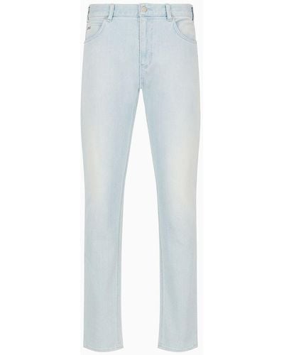 Emporio Armani J16 Slim-fit Bleached Denim Jeans - Blue