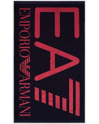 Emporio Armani Beach Towel In Absorbent Terry Cotton - Red