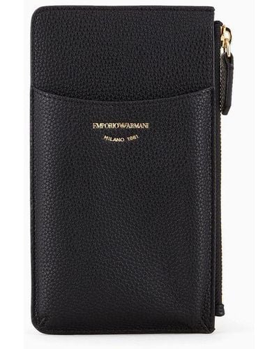Emporio Armani Deer-print Myea Phone Case With Zip And Pockets - Black
