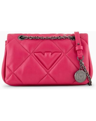 Emporio Armani Quilted Nappa Leather-effect Mini Bag With Flap - Pink