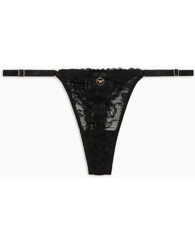 Emporio Armani Asv Tanga Eternal Lace Aus Recycelter Spitze - Schwarz