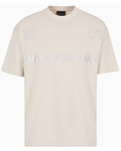Emporio Armani T-shirt In Jersey Heavy Con Ricamo A Rilievo 1981 - Bianco