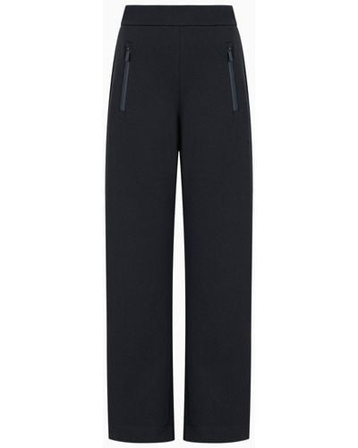 Emporio Armani Double Jersey Trousers With Heat-sealed Zip - Blue