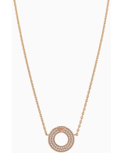 Emporio Armani Rose Gold-tone Sterling Silver Pendant Necklace - White