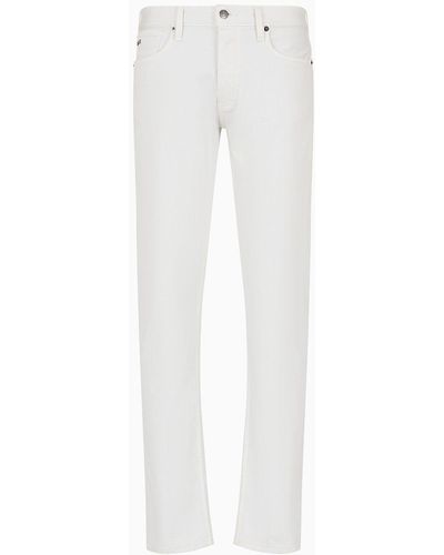 Emporio Armani Jeans J75 Slim Fit In Denim Comfort Tinto Capo - Bianco