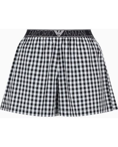 Emporio Armani Short De Détente En Tissu Vichy - Noir