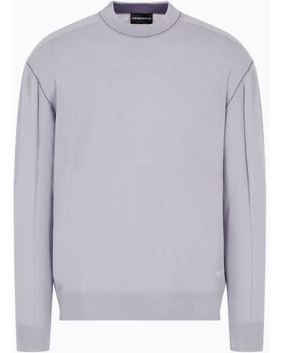Emporio Armani Plain-knit Wool Sweater - Purple