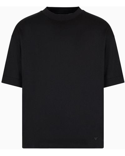 Emporio Armani T-shirt Coupe Surdimensionnée Asv En Jersey De Lyocell Mélangé - Noir