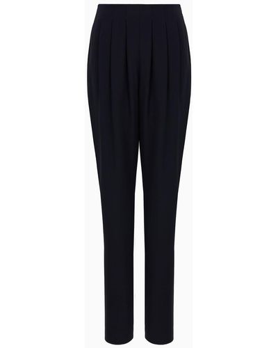 Emporio Armani Darted, High-waisted Pants In Techno Cady - Blue