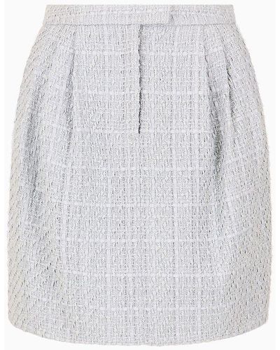 Emporio Armani Lurex Tweed Skirt With Darts - White