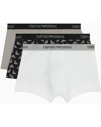 Emporio Armani Three-pack Of Pure Cotton Boxer Briefs - Black