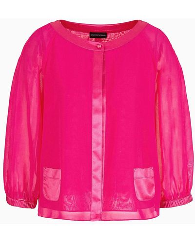 Emporio Armani Georgette Shirt With Satin Details - Pink