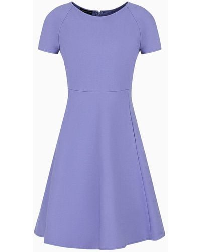 Emporio Armani Flared Cotton Dress With Full Skirt - Purple