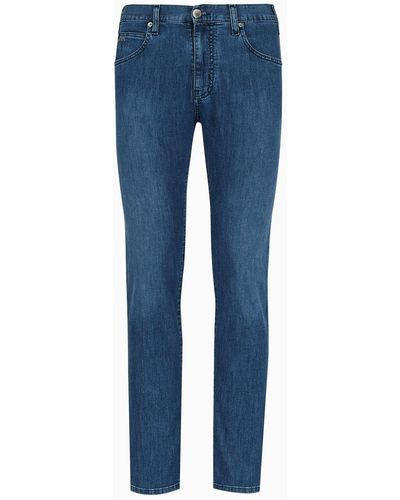 Emporio Armani Jeans J45 Regular Fit In Denim 8 Oz Washed Effetto Used - Blu