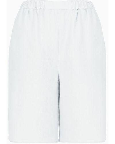 Emporio Armani Pantalon En Seersucker Technique - Blanc