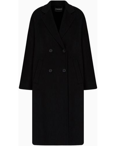 Emporio Armani Casentino Wool And Cashmere Double-breasted Coat - Black