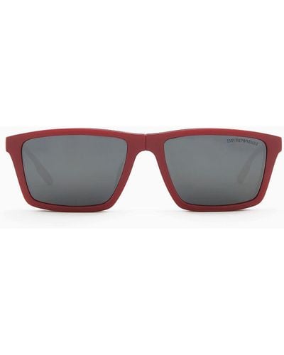 Emporio Armani Rechteckige Sonnenbrille Mit Aufsteckbaren Gläsern - Schwarz