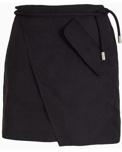 Emporio Armani Sustainability Values Capsule Collection Recycled Modal Drawstring Skirt - Black