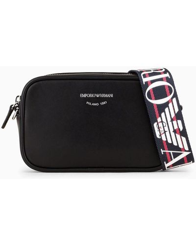 Emporio Armani Asv Crossbody Camera Case In Ecological Leather - Black