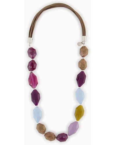 Emporio Armani Geometric Gemstone Necklace - White