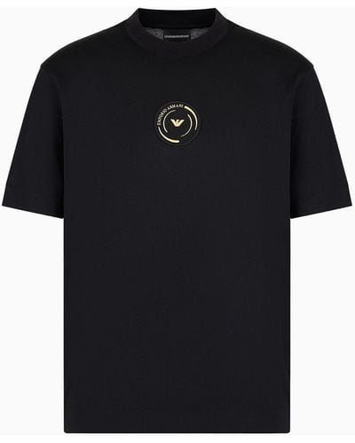 Emporio Armani T-shirt Asv En Jersey Mélange Lyocell Avec Écusson Capsule Ramadan - Noir