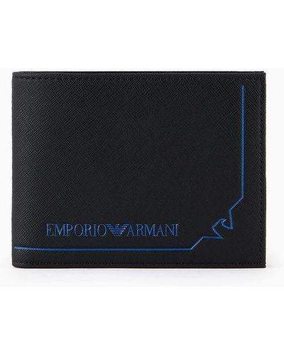 Emporio Armani Ari Sustainability Values Regenerated Saffiano Leather Wallet With Graphic Design Eagle - White