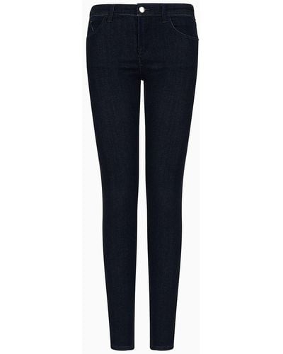 Emporio Armani J28 Medium-waisted, Super Skinny-leg Jeans In Viscose-blend Denim - Blue