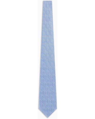 Emporio Armani Krawatte Aus Reiner Seide Mit Optischem Muster In Jacquard-stoff-verarbeitung - Blau