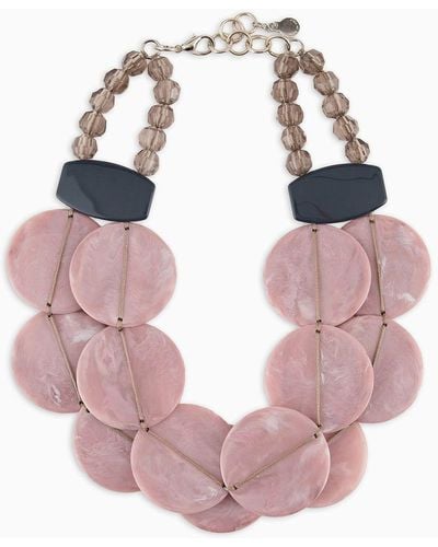 Emporio Armani Oversize Necklace With Round Gemstones - Pink