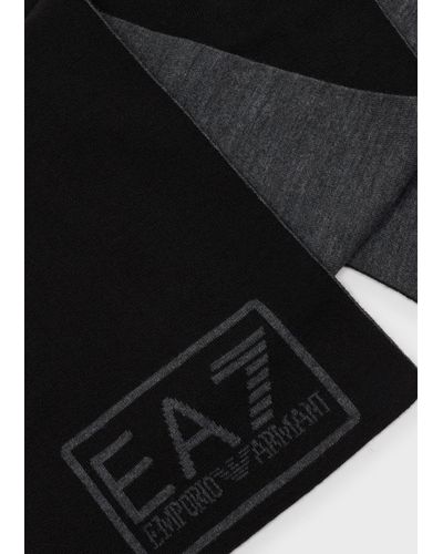 Emporio Armani Scarf With Maxi Contrasting Logo - Black