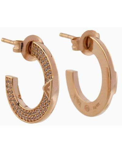 Emporio Armani Rose Gold-tone Sterling Silver Hoop Earrings - White