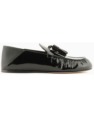 Emporio Armani Patent-leather Loafers With Tassels - White
