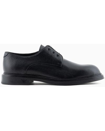 Emporio Armani Pebbled Leather Derby Shoes - Black
