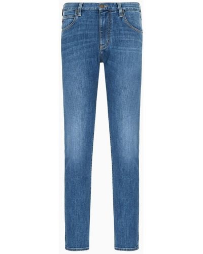 Emporio Armani J45 Regular-fit Washed Twill Comfort-denim Jeans - Blue