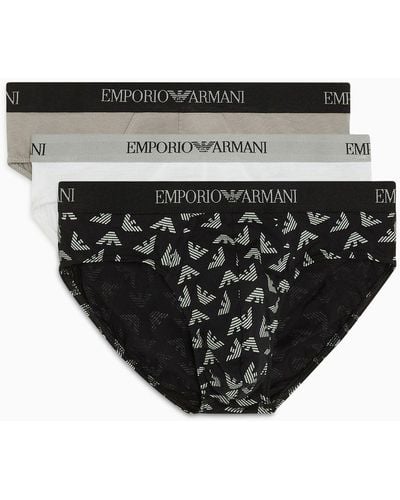 Emporio Armani Three-pack Of Pure Cotton Briefs - Black