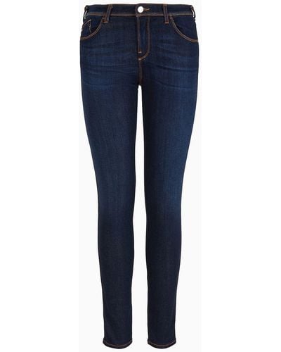 Emporio Armani Jeans J28 Medium Waist Super Skinny Leg In Denim Lyocell - Blu