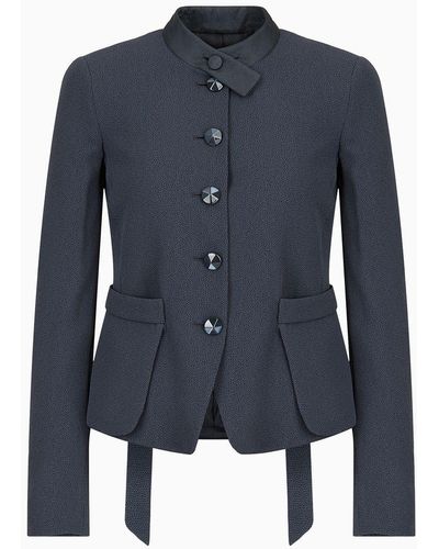 Emporio Armani Faux-galuchat Fabric Jacket With Martingale - Blue