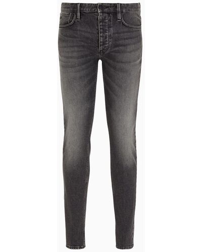 Emporio Armani J75 Slim-fit Vintage-look Denim Jeans - Grey