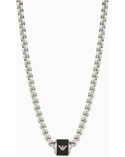 Emporio Armani Black Marble Chain Necklace - White